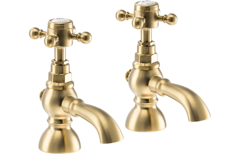 Abode Sentiment Bath Pillar Taps - Brushed Brass