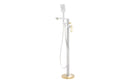 Abode Levarto Floor Standing Bath Shower Mixer - Matt White & Brass
