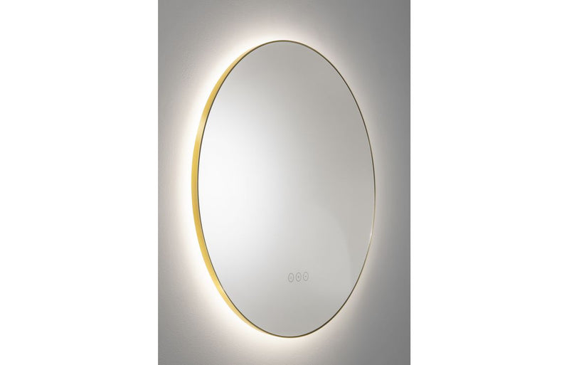 Abode Mayar 600mm Round LED Mirror - Brushed Brass