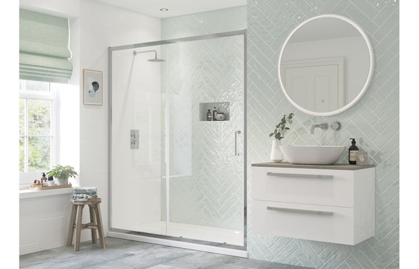 AquaLuxe Cara1200mm Sliding Door - Chrome