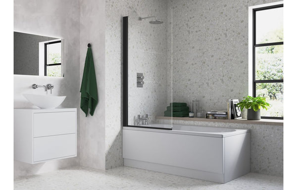 Harmony Lune 800x1500mm Bath Screen - Matt Black