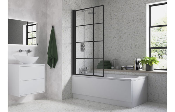 Harmony Mersey 800x1500mm Bath Screen - Matt Black