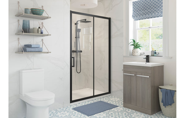 AquaLuxe Jubilee 1000mm Sliding Door - Matt Black