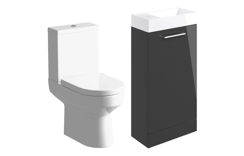 Harmony Rose 410mm F/S Basin Unit & C/C Toilet Pack - Anthracite Gloss