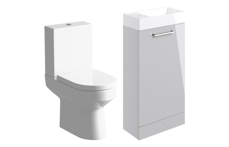 Harmony Rose 410mm F/S Basin Unit & C/C Toilet Pack - Grey Gloss