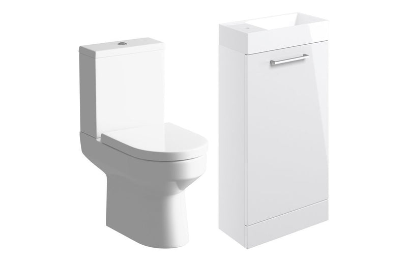 Harmony Rose 410mm F/S Basin Unit & C/C Toilet Pack - White Gloss