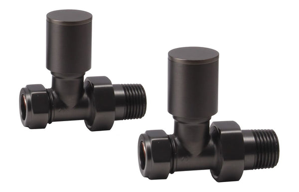 Harmony Patterned Matt Black Radiator Valves - Straight