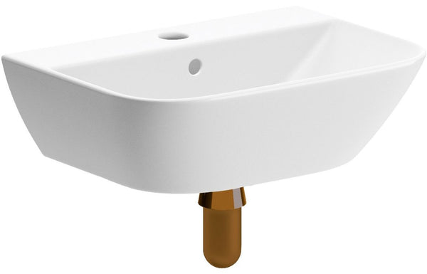 Harmony Charm 450x320mm 1th Cloakroom Basin & Brushed Bronze Bottle Trap - White
