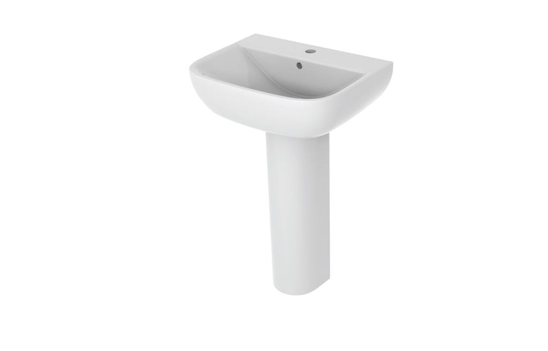 Harmony Sansa 1th Basin & Full Pedestal - White