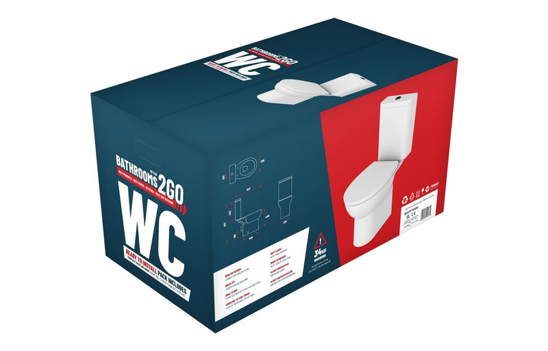 Harmony Sansa Close Coupled Rimless WC & Soft Close Seat - White