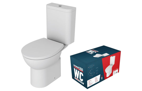 Harmony Sansa Close Coupled Rimless WC & Soft Close Seat - White