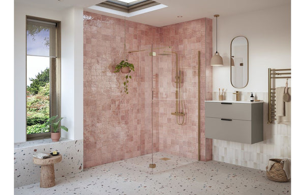 AquaLuxe Dino Optional 300mm Wetroom Splash Panel - Brushed Bronze