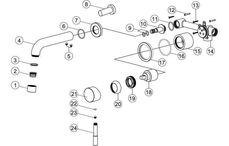 Harmony Ella Wall Mounted Basin Mixer - Chrome