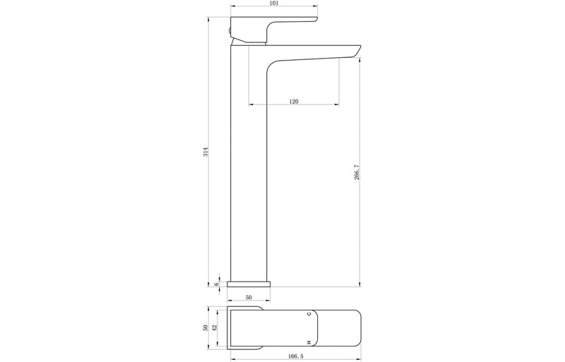 Harmony Stark Tall Basin Mixer - Brushed Bronze
