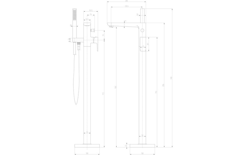 Harmony Stark Floor Standing Bath/Shower Mixer - Brushed Bronze