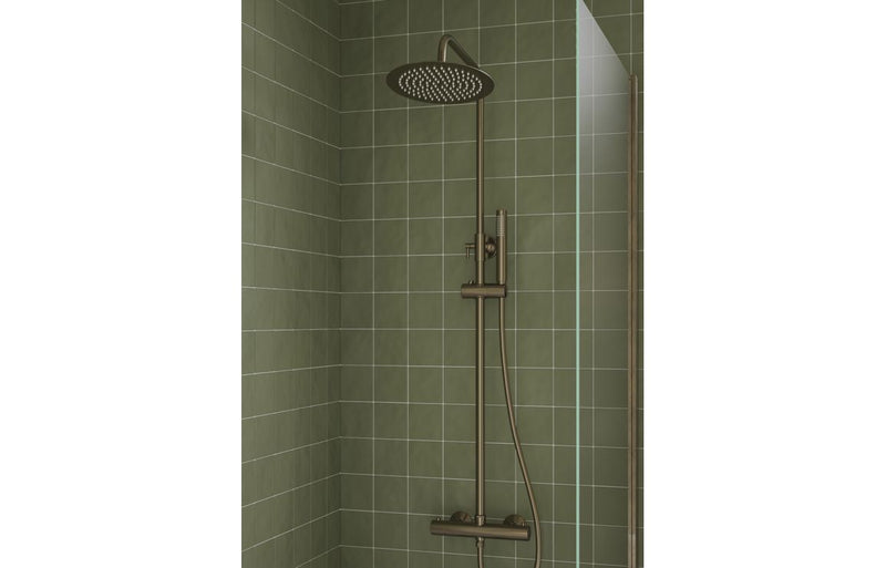 Harmony Round Thermostatic Bar Mixer with Riser Kit - Brushed Bronze