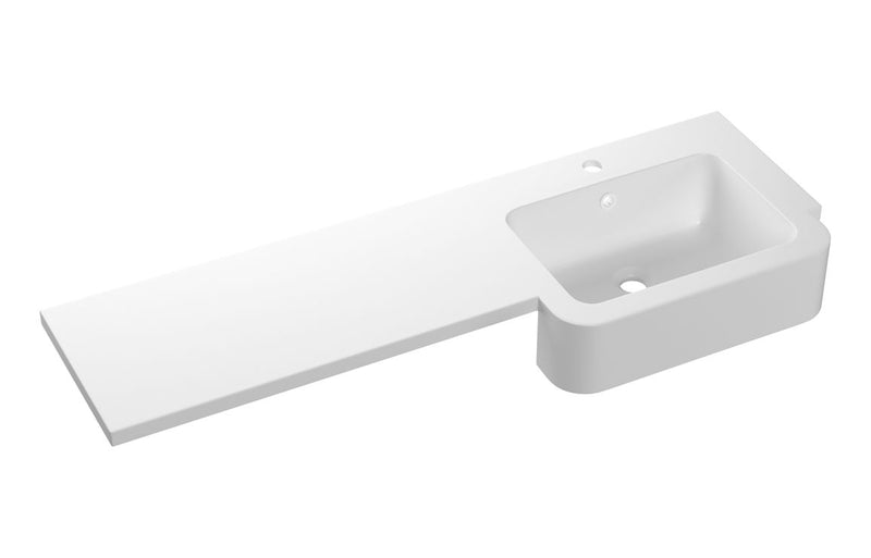 Harmony 1242mm Standard Square One-Piece Basin & Overflow Ring - Right Hand