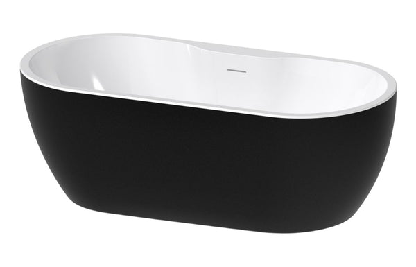 Harmony 2Go Freestanding 1650x745x580mm 0TH Bath - Gloss Black