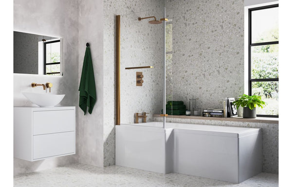 Harmony 815x1500mm L Shape Bath Screen (6mm) - Brushed Bronze