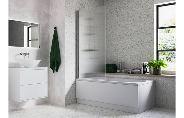 Harmony Fluted 800x1500mm Single Straight Bath Screen (5mm) - Chrome