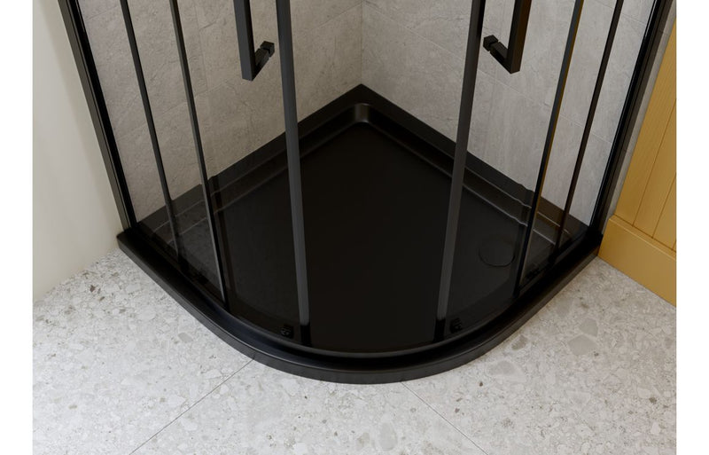 AquaLuxe 40mm Low Profile 800mm Quadrant Tray & Waste - Matt Black