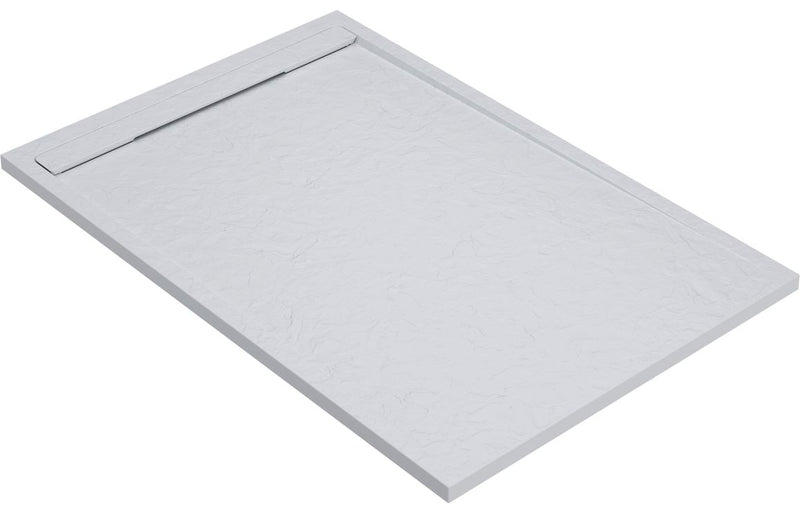 AquaLuxe 30mm Linear Slate 1200x800mm Rectangular Tray & Waste - White