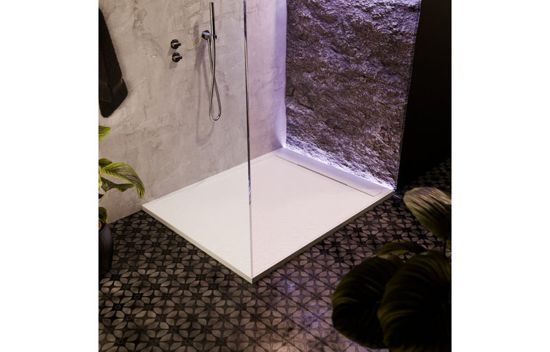 AquaLuxe 30mm Linear Slate 1600x800mm Rectangular Tray & Waste - White