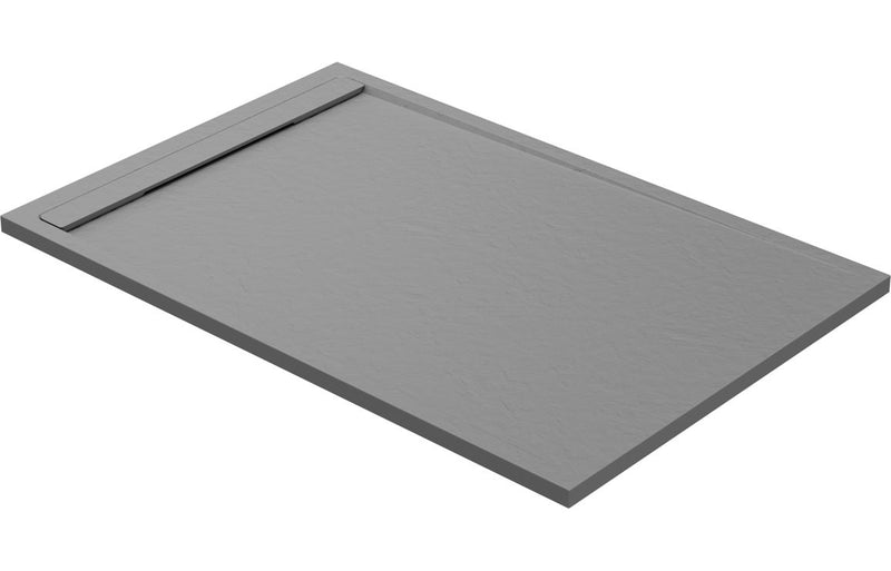 AquaLuxe 30mm Linear Slate 1000x800mm Rectangular Tray & Waste - Grey