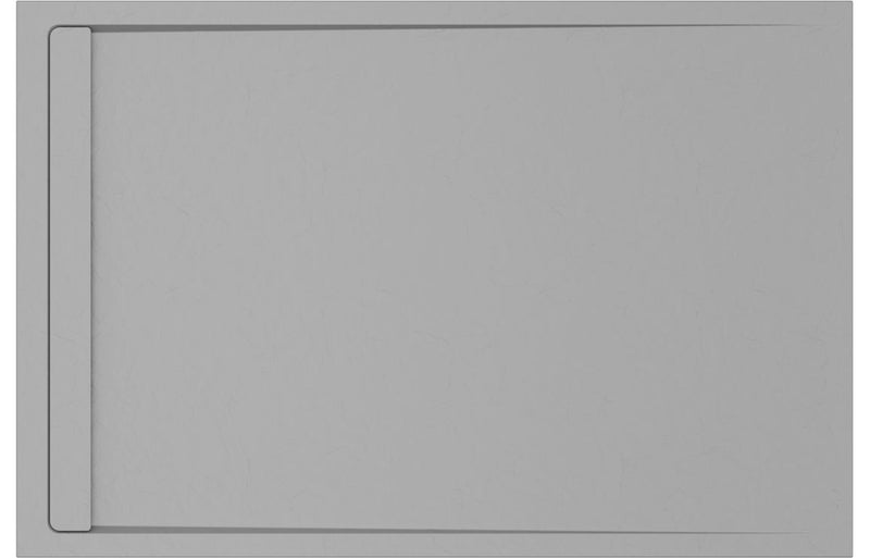 AquaLuxe 30mm Linear Slate 1000x800mm Rectangular Tray & Waste - Grey