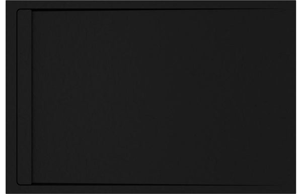 AquaLuxe 30mm Linear Slate 1400x800mm Rectangular Tray & Waste - Black