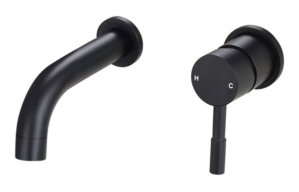 Harmony Ella 155mm Wall Mounted Basin Mixer - Matt Black