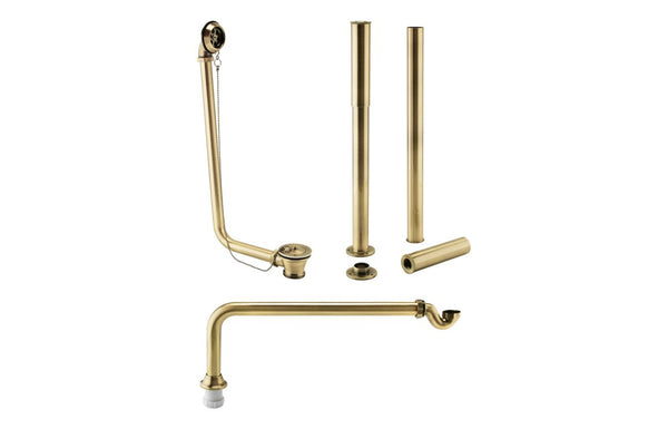 Harmony Exposed Bath Plug & Chain Waste with Pipe Shrouds - Brushed Brass
