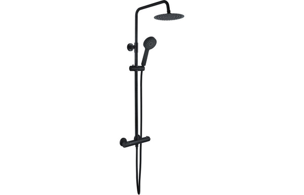Round Thermostatic Bar Mixer with Riser Kit - Matt Black