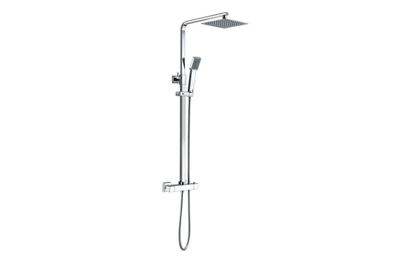 Square Thermostatic Bar Mixer with Riser Kit - Chrome