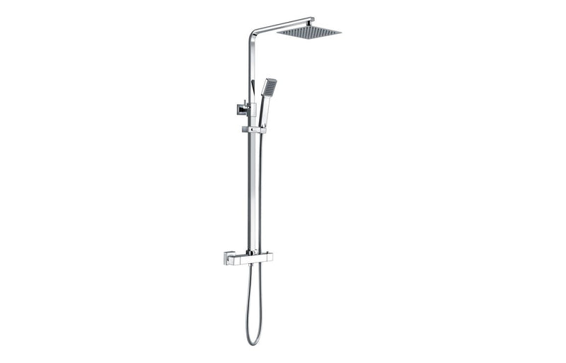 Square Thermostatic Bar Mixer with Riser Kit - Chrome