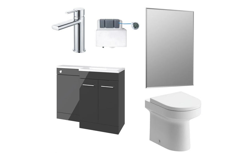 Harmony Ankara 1000mm Furniture & BTW WC Pack - Anthracite Gloss (RH)