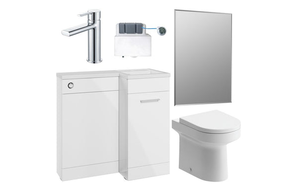 Harmony Ankara 900mm Furniture & BTW WC Pack - White Gloss (RH)