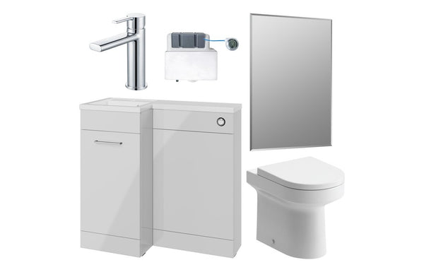Harmony Ankara 900mm Furniture & BTW WC Pack - Grey Gloss (LH)