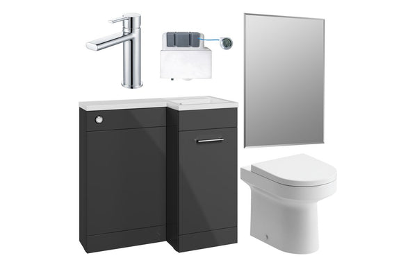 Harmony Ankara 900mm Furniture & BTW WC Pack - Anthracite Gloss (RH)