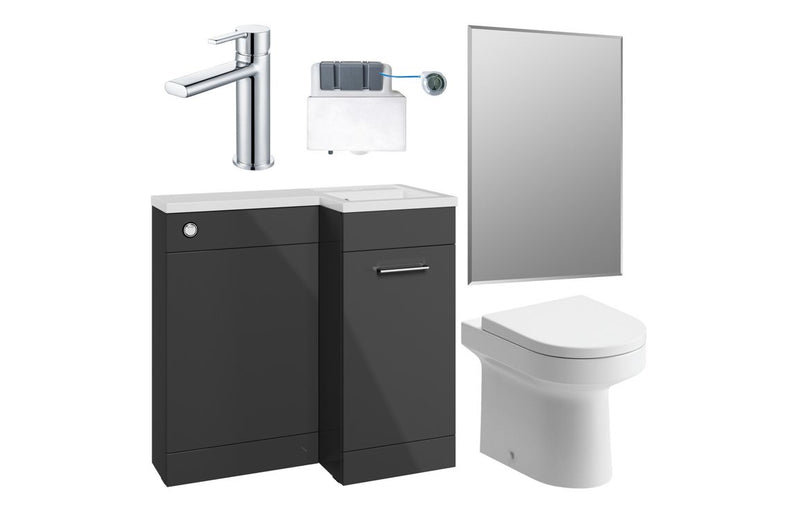 Harmony Ankara 900mm Furniture & BTW WC Pack - Anthracite Gloss (RH)