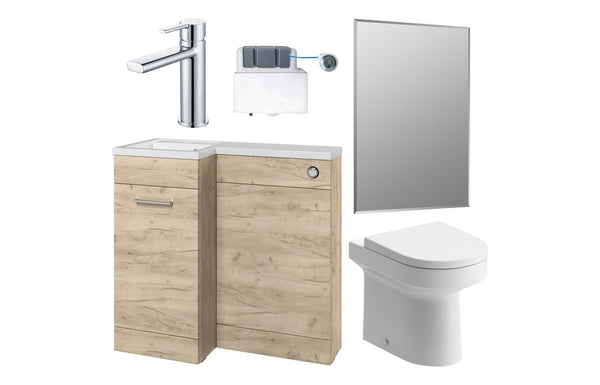 Harmony Ankara 900mm Furniture & BTW WC Pack - Oak (LH)
