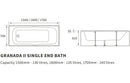 Harmony Blackney Single End Twin Grip 5mm 1700x700x510mm 0TH Bath