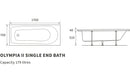 Harmony Olympia II Single End 1700x700x510mm 2TH Bath