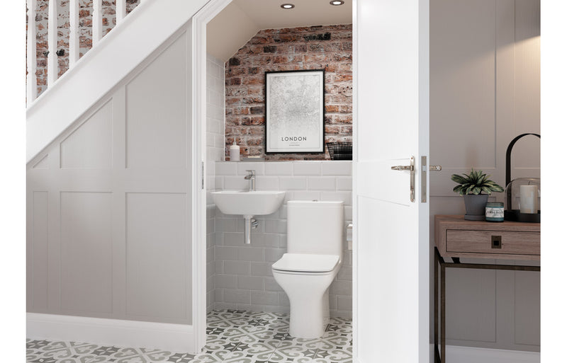 Charm Short Projection Close Coupled Fully Shrouded WC and Wrapover Soft Close Seat