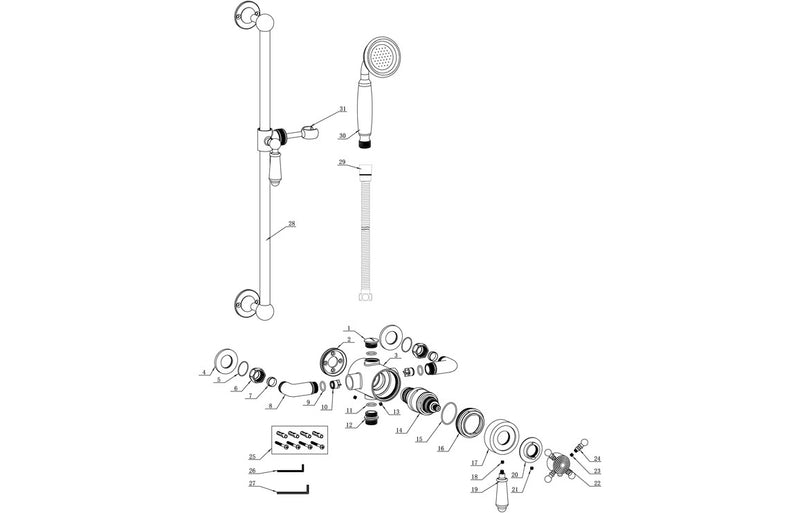 Nova Shower Pack One - Concentric Single Outlet Shower Valve and Riser Kit