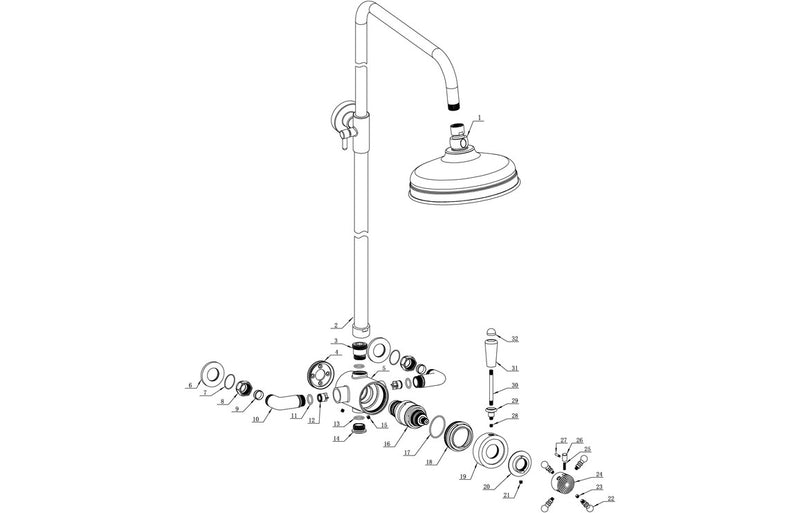 Nova Shower Pack Two - Concentric Single Outlet Shower Valve and Overhead Kit