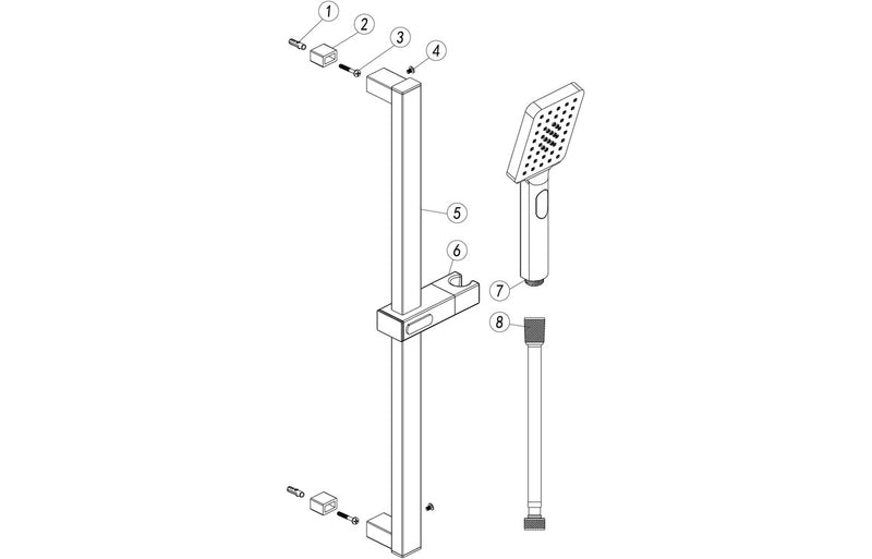 Countess Square Push Button Shower Kit