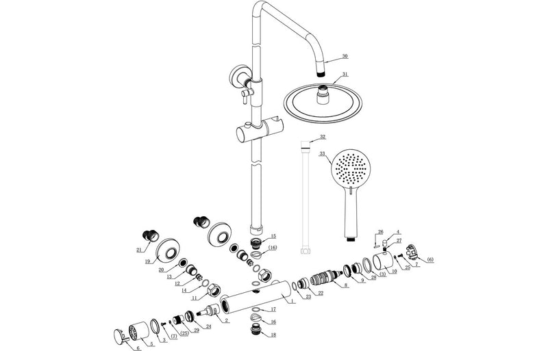 Odyssey Round Thermostatic Bar Mixer with Riser Kit - Matt Black