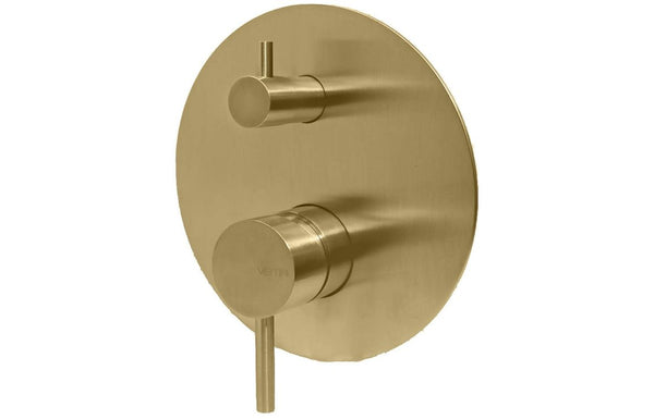 Vema Tiber Two Outlet Shower Mixer with Diverter - Brushed Brass