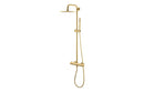 Vema Thermostatic Round Bar Valve with Fixed Head & Riser - Brushed Brass
